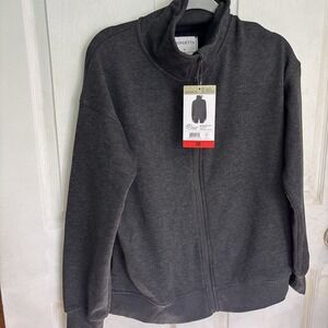 Mondetta Women's Heathered Black Full Zip Fleece Jacket  Size M